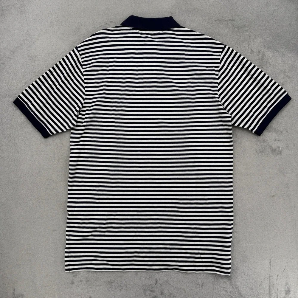 Polo Ralph Lauren Polo Shirt  Mens Size LT Classic Fit White Navy Striped Mesh